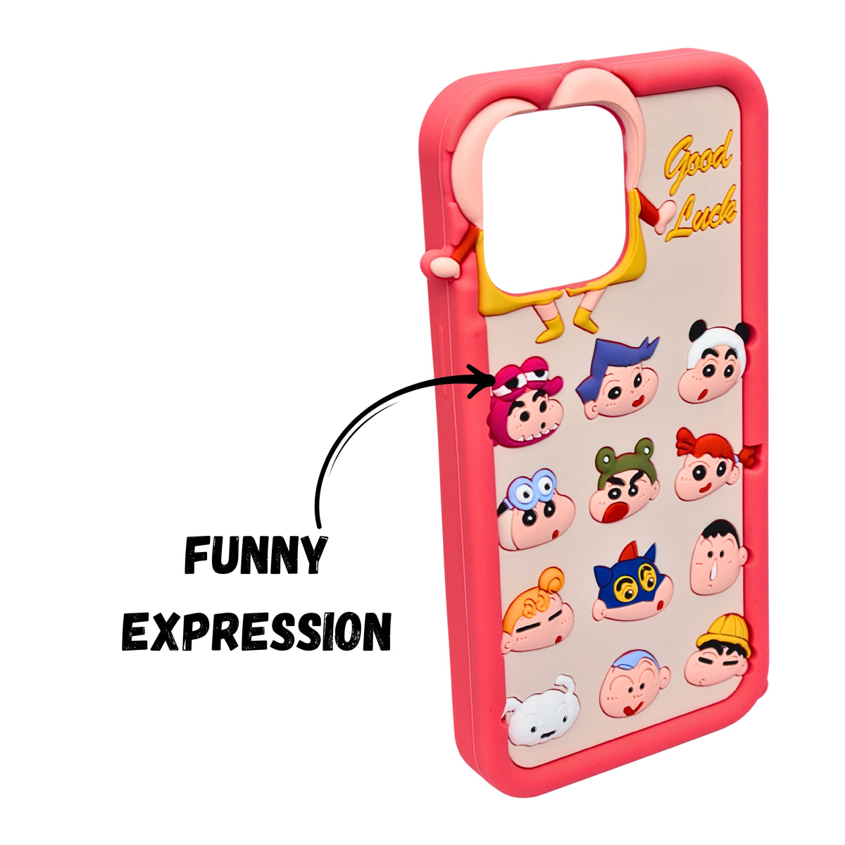 3D Cartoon Shinchan Character Design Phone Case For iPhone 14 Pro