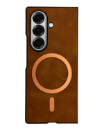 Luxury Leather MagSafe Case for Samsung Galaxy Z Fold 7 – Magnetic Wireless Charging Ready