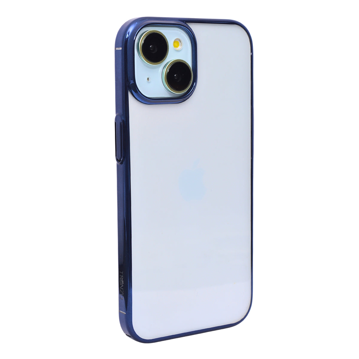 Crystal Shield Clear Phone Case with Blue Border Protection for iPhone 15