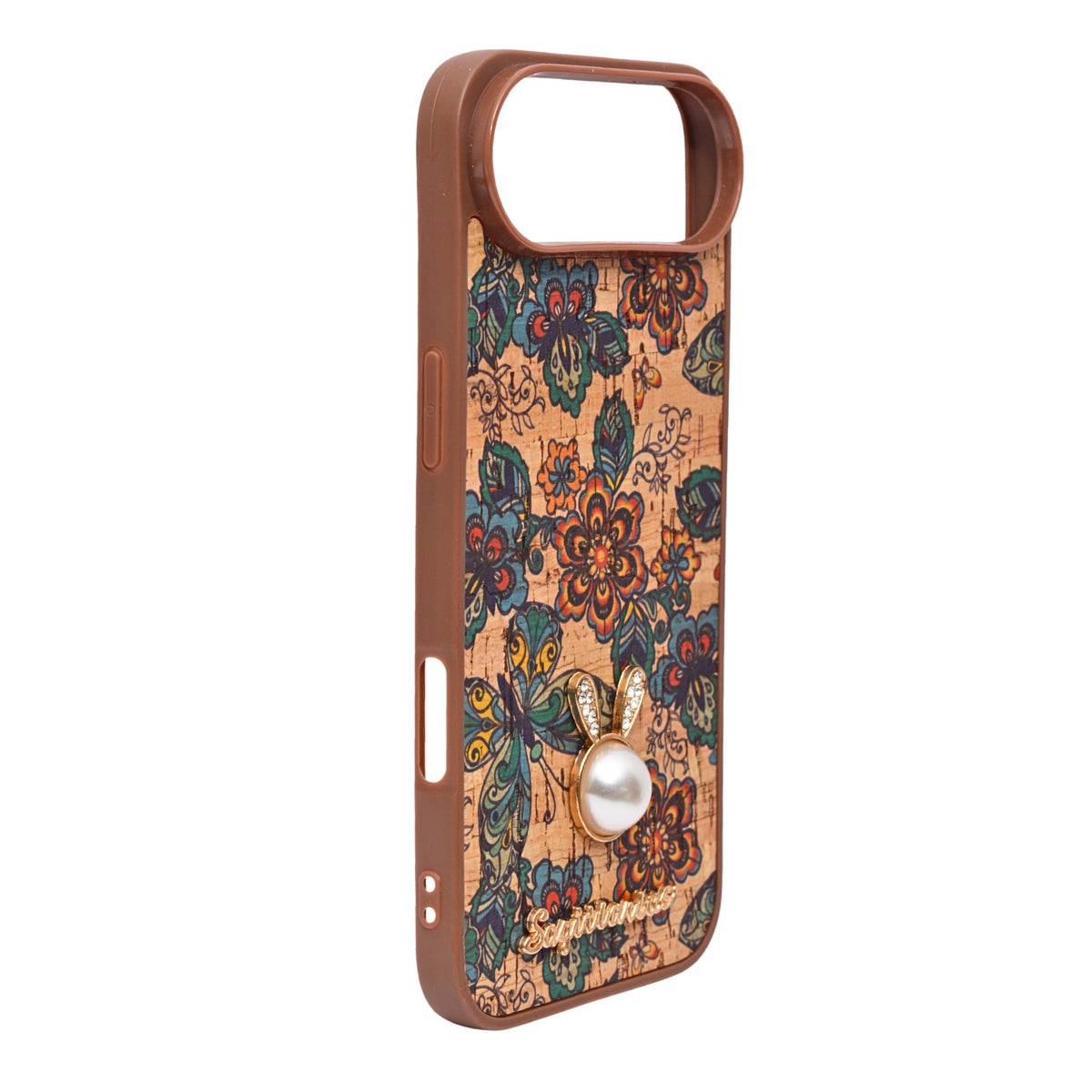 Bohemian Ethnic Print Cork Texture with Pearl Detail Phone Case for iPhone 17 Air