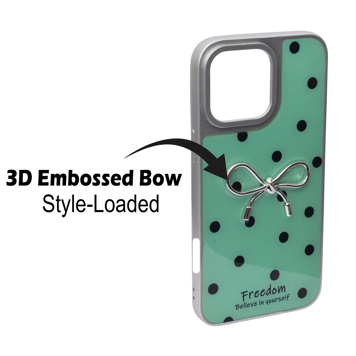 Stylish Polka Dot Bow Cover For iPhone 16 Pro Max