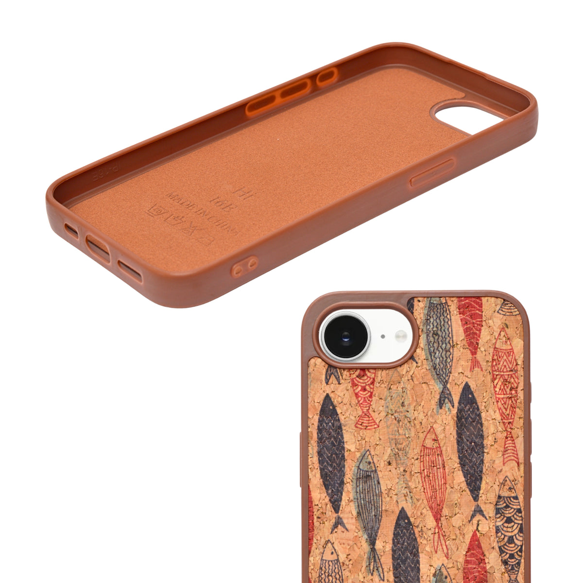 Bohemian Ethnic Print Cork Texture with Pearl Detail Phone Case for iPhone 16e
