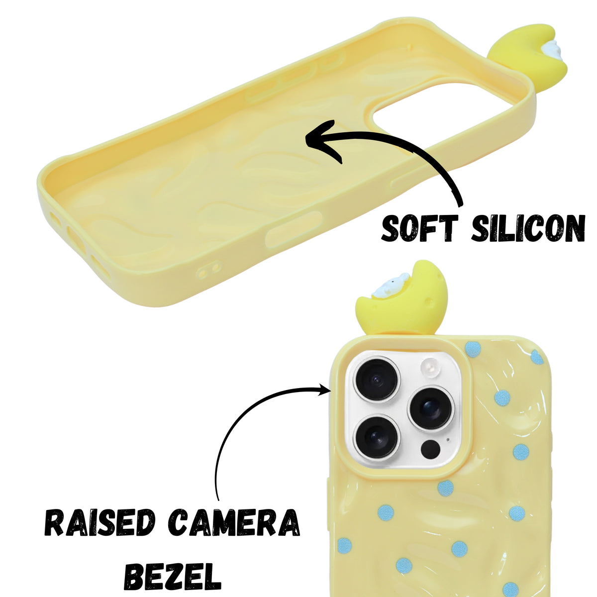 3D Cartoon Character with Polka Dots Soft Phone Case for iPhone 16 Pro Max