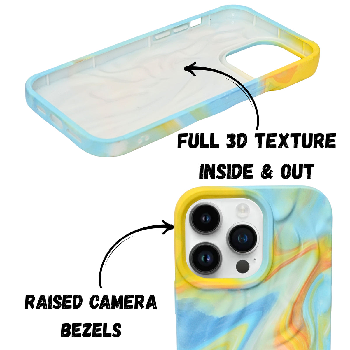 Abstract Pastel Marble Print Soft Silicone Phone Case For iPhone 16 Pro