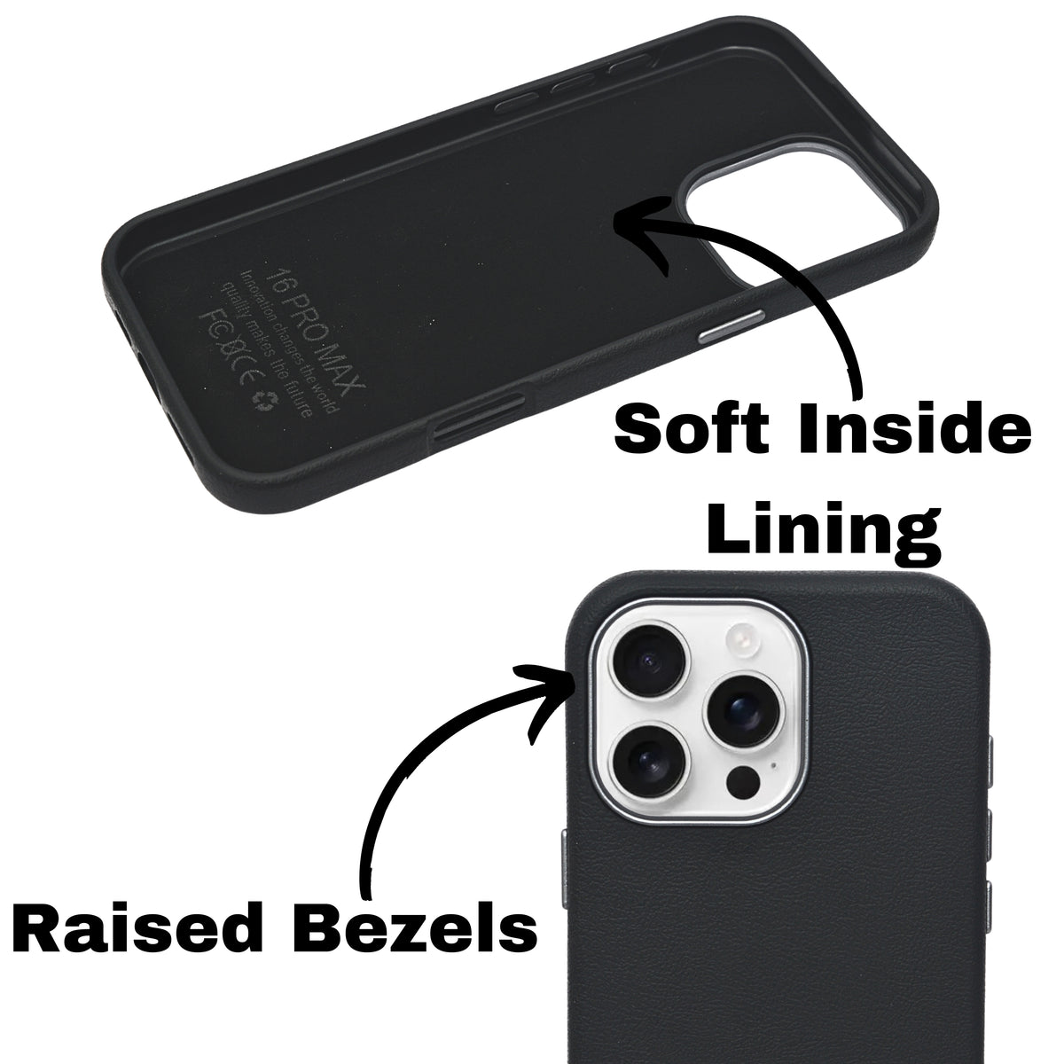 Premium PU Leather with Metal Camera Frame Phone Case for iPhone 16 Pro