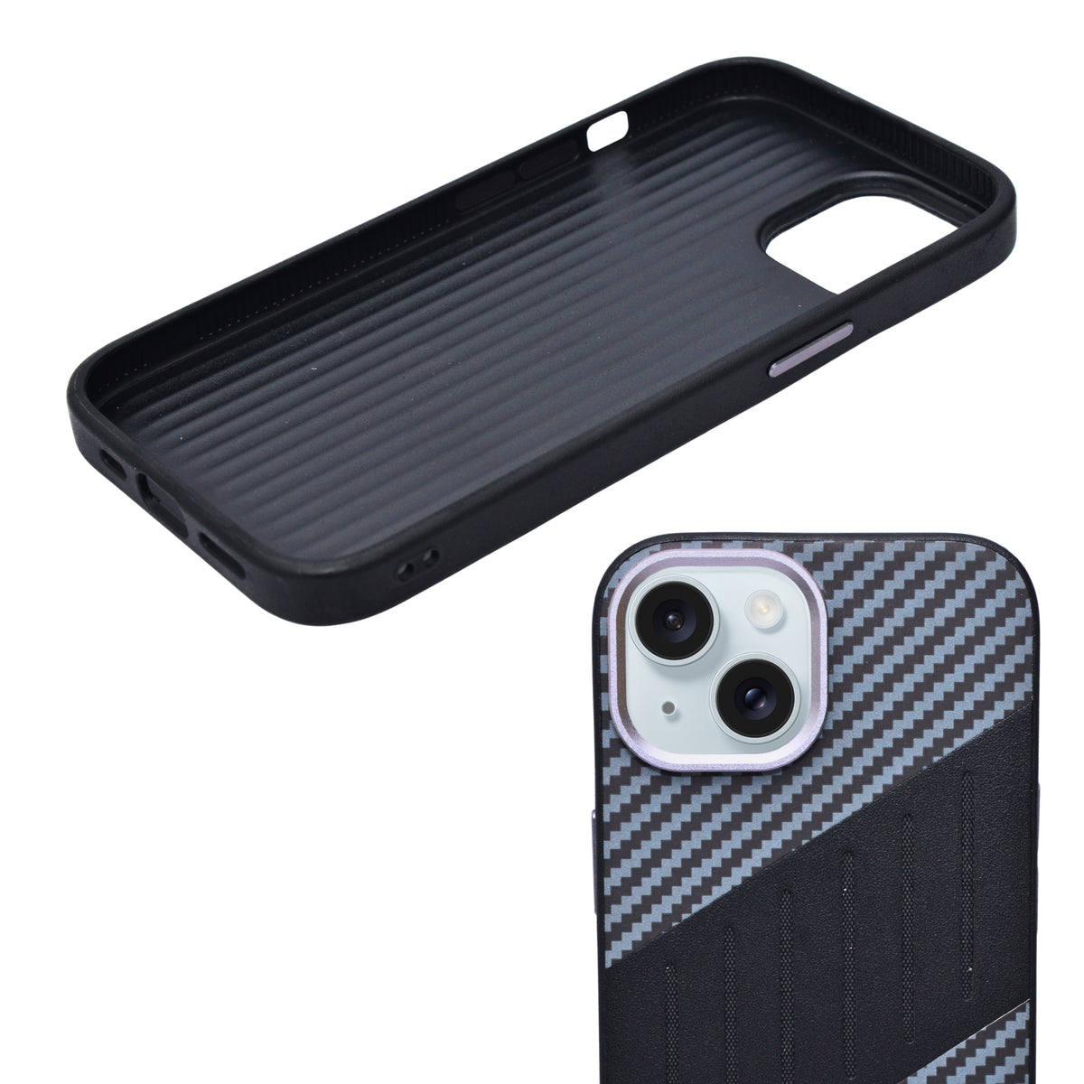 Carbon Fiber Leather Texture Anti-Fall Protective Case for iPhone 15