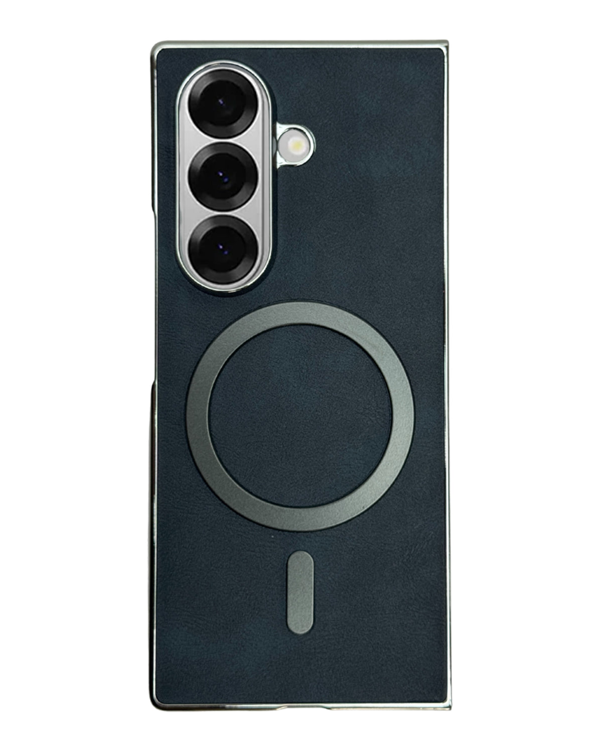 MagSafe Compatible Leather Case for Samsung Galaxy Z Fold 7 – Sleek Magnetic With Side Chrome Back Cover