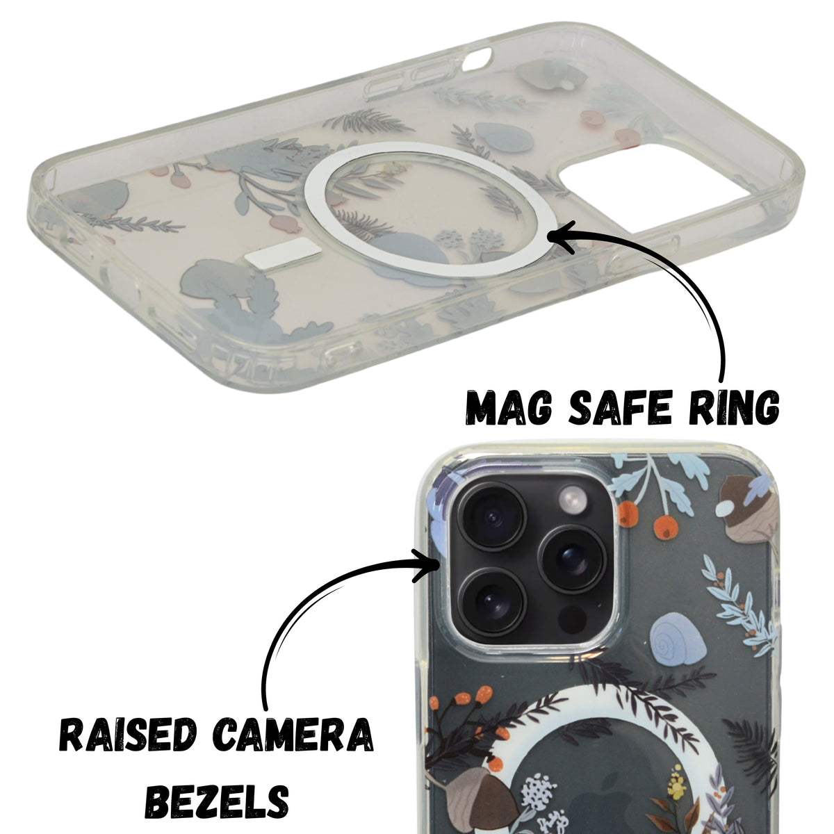 Floral Transparent MagSafe Shockproof Protection Phone Case For iPhone 14 Pro Max