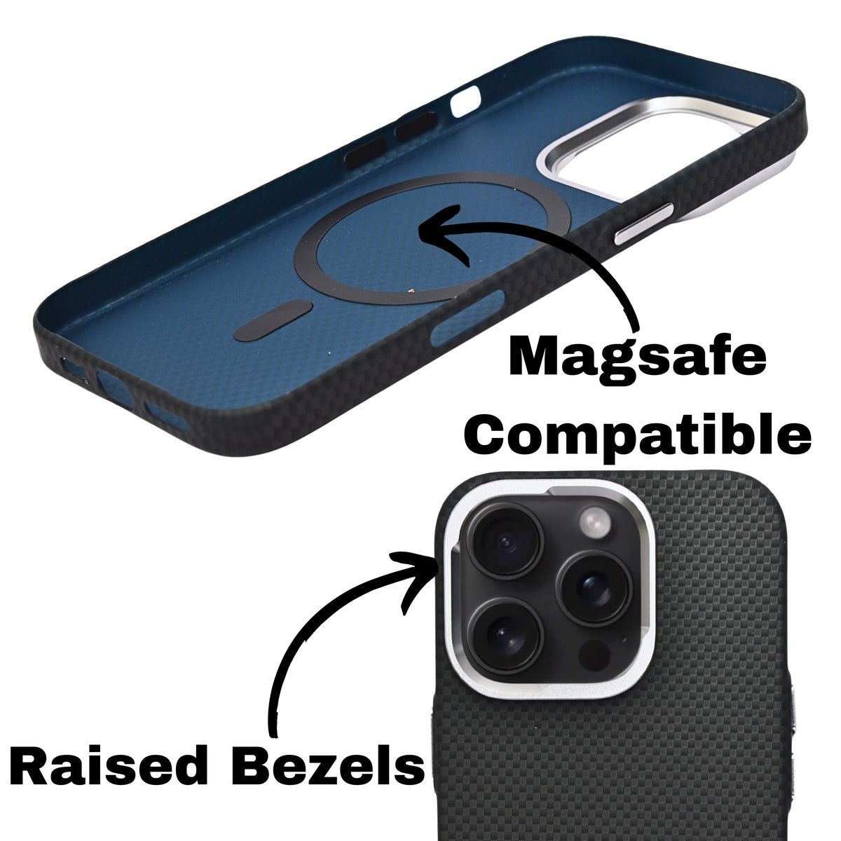 Carbon Fiber Texture MagSafe Compatible with Metal Camera Phone Case for iPhone 16 Pro Max