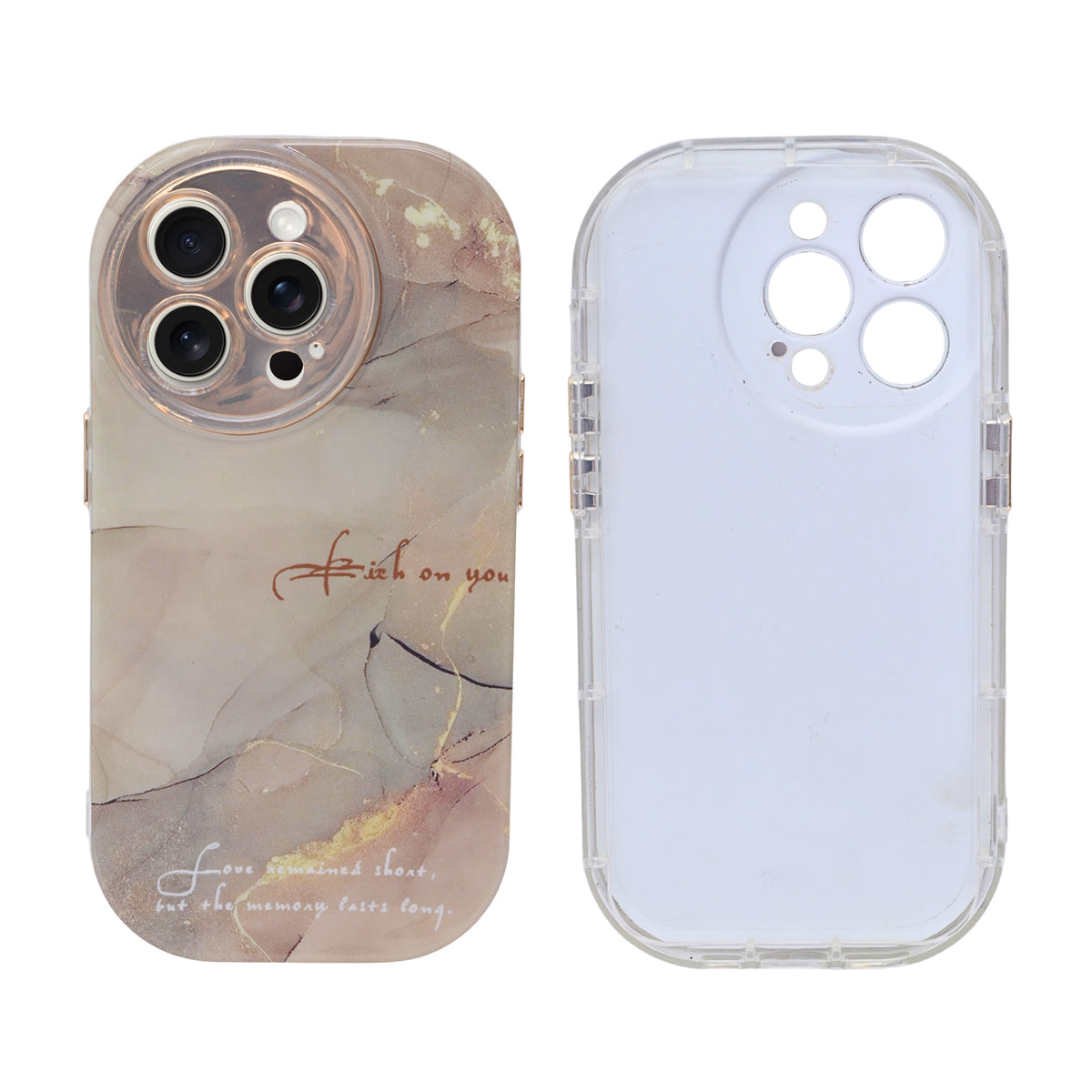 Aesthetic Marble Pattern with Rounded Camera Lens Phone Case for iPhone 14 Pro