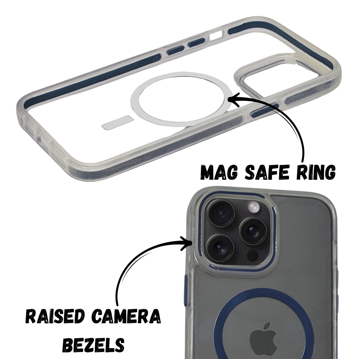Transparent MagSafe with Colored Border Phone Case For iPhone 14 Pro