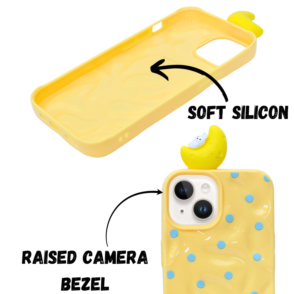 3D Cartoon Character with Polka Dots Soft Phone Case for iPhone 13 / 14