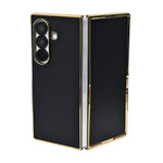 Carbon Fiber Texture with Golden Metallic Frame Phone Case For Samsung Galaxy Z Fold 7