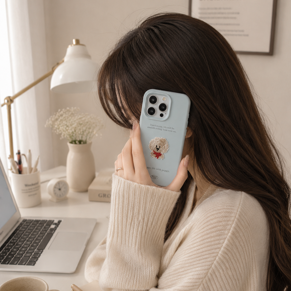 Embroidered Puppy Patch Matte Case