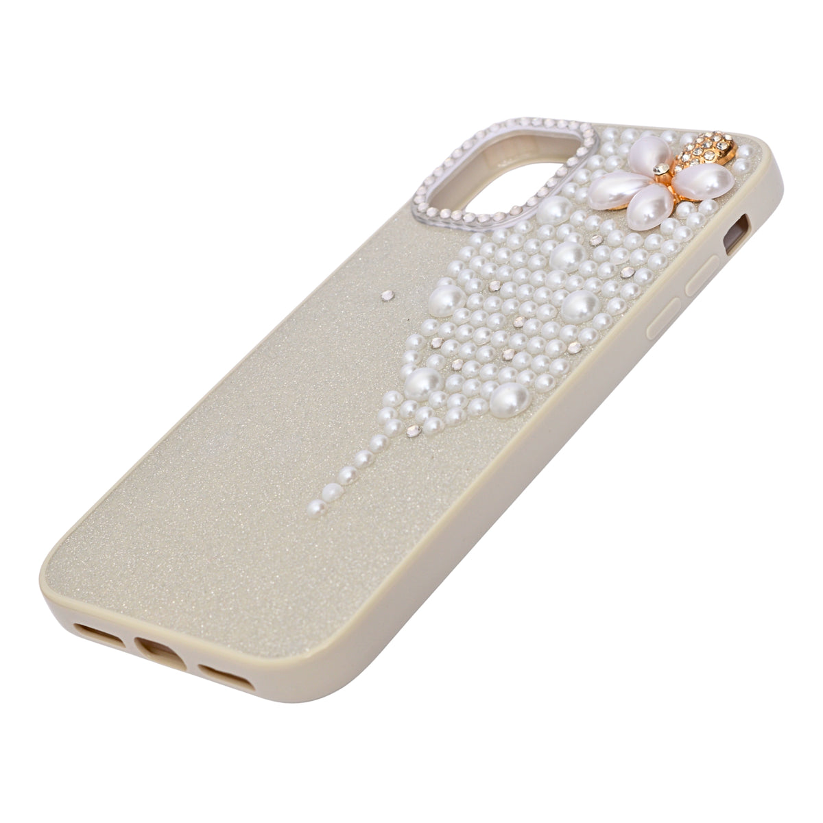 Luxury Glitter Finish with 3D Pearl Flower Design Phone Case for iPhone 11