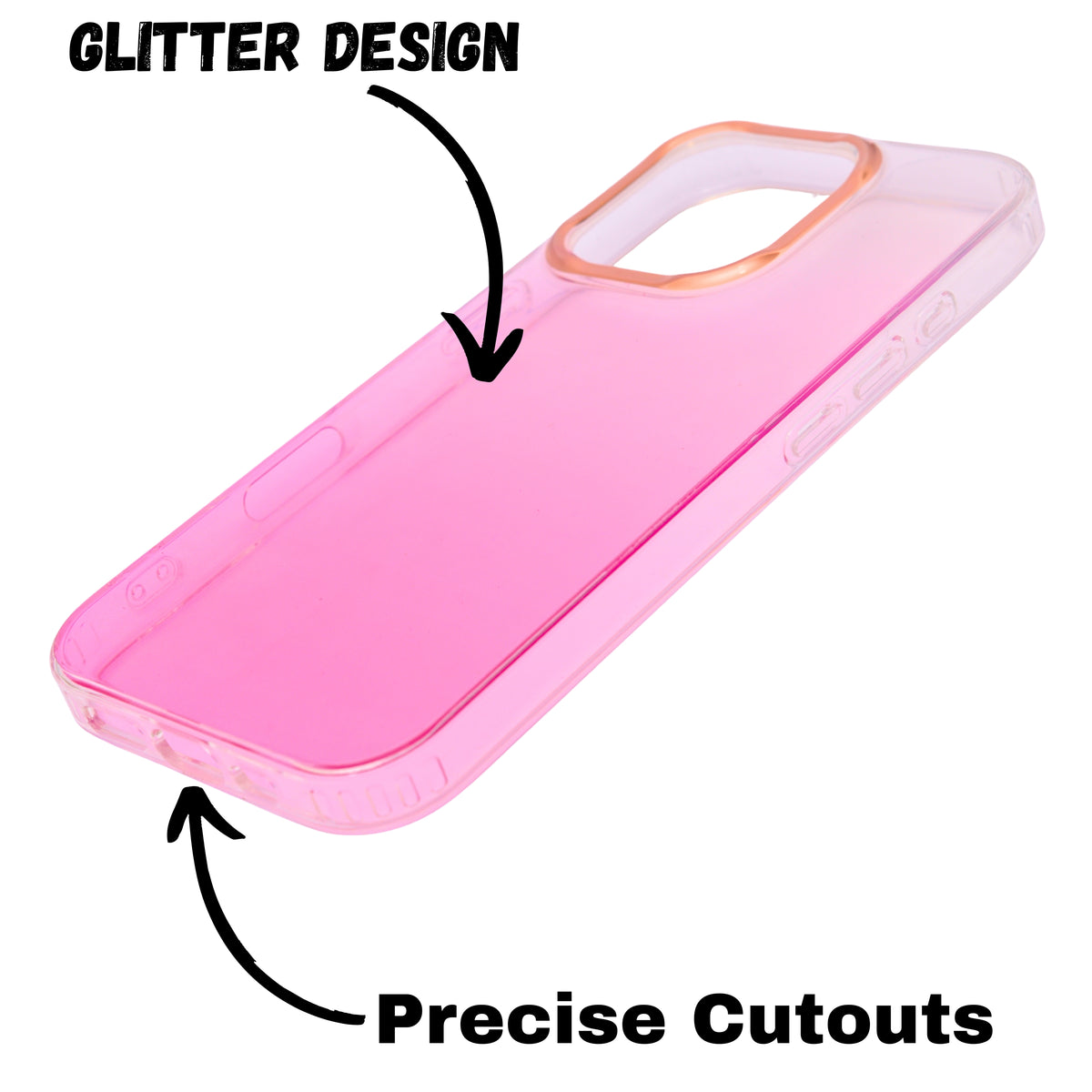 Transparent Gradual Change Glitter Color Arts & Crac Glitter Case for iPhone 16 Pro