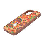 Bohemian Ethnic Print Cork Texture with Pearl Detail Phone Case for iPhone 12 / 12 Pro