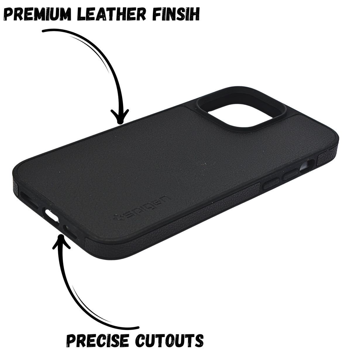 Spigen Leather Textured Protective Phone Case For iPhone 14 Pro Max