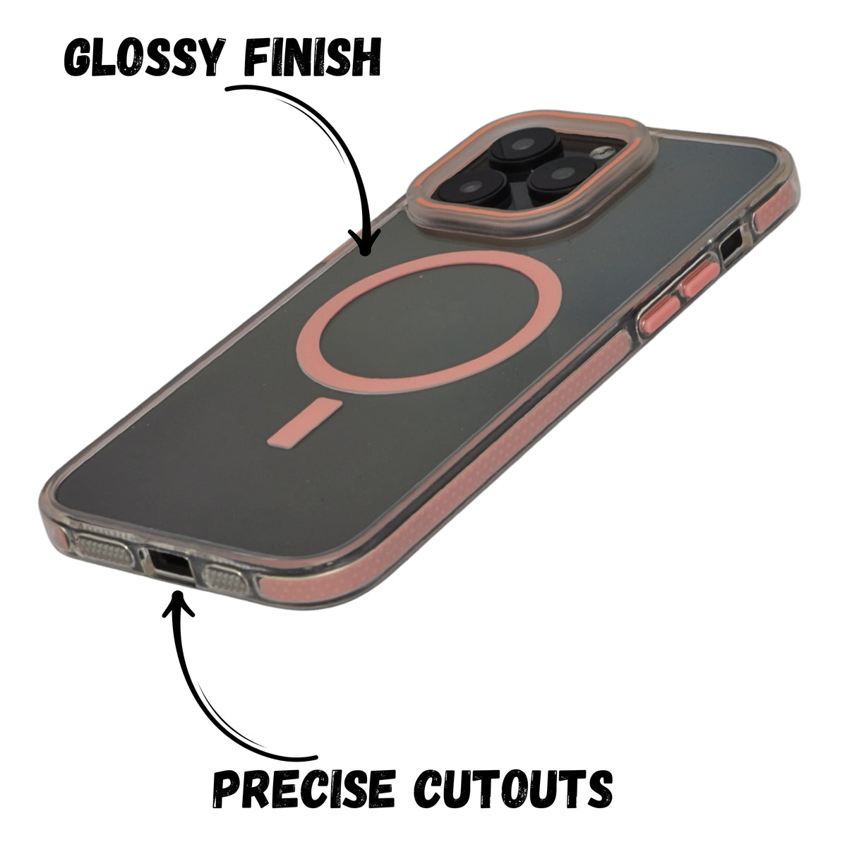Transparent MagSafe with Colored Border Phone Case For iPhone 14 Pro