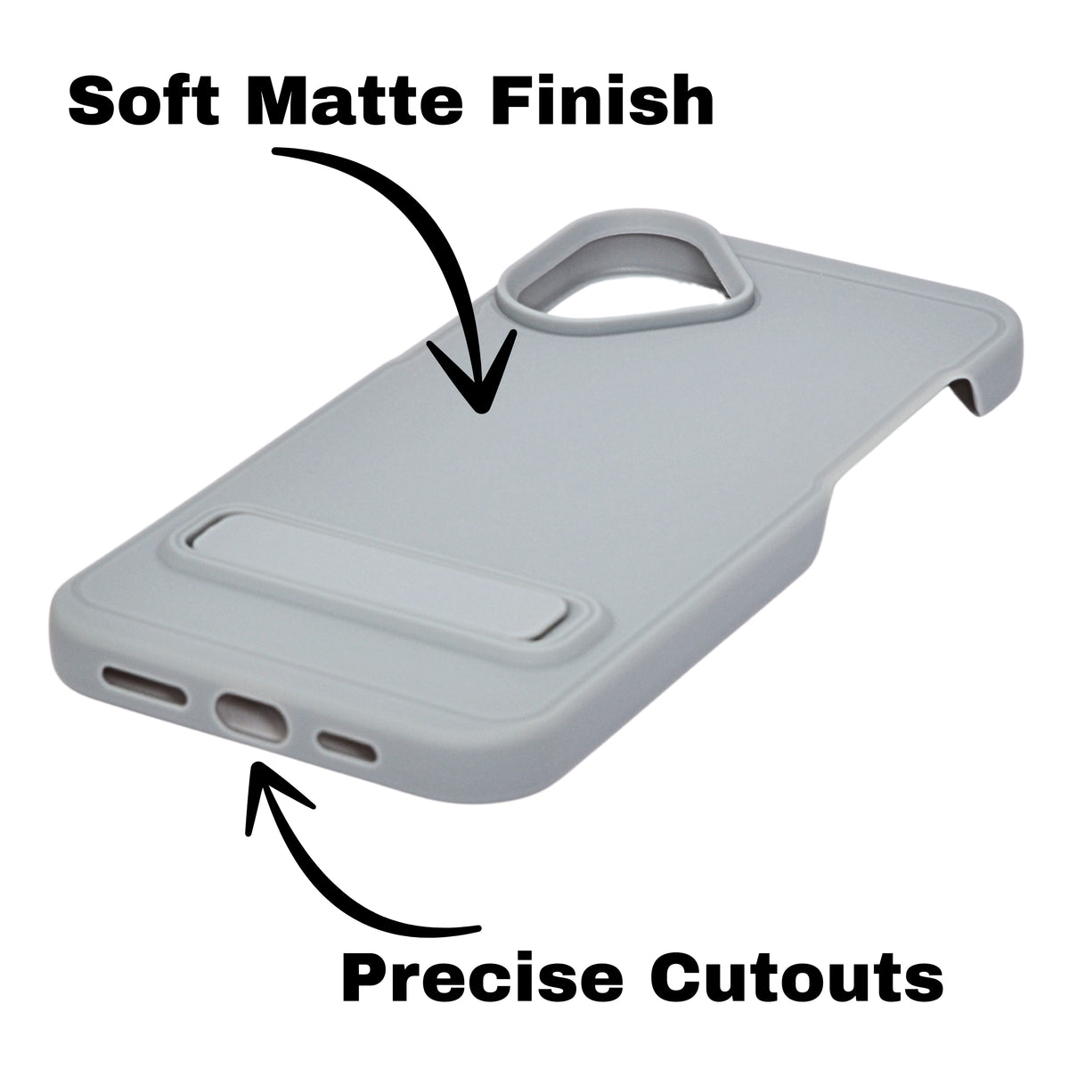 Silicone Soft Matte Finish Phone Case with Kickstand For iPhone 16 Plus