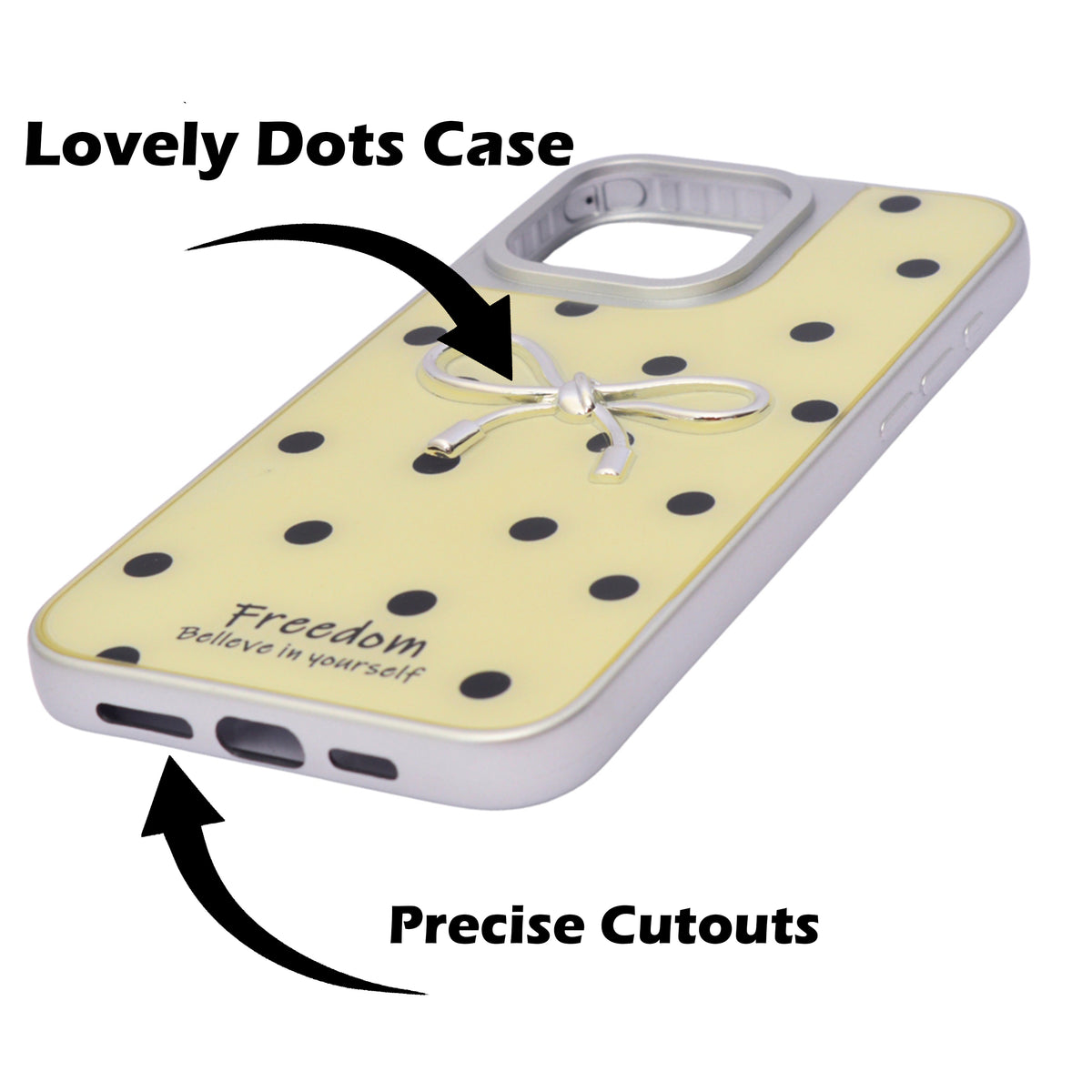 Stylish Polka Dot Bow Cover For iPhone 15 Pro Max