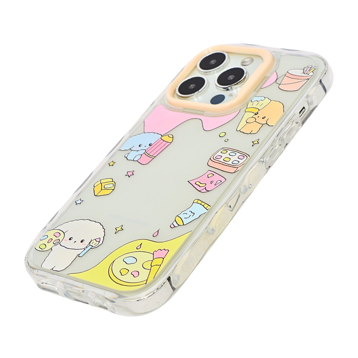 Cute Transparent Wavy Edge Phone Case for iPhone 14 Pro