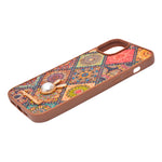 Bohemian Ethnic Print Cork Texture with Pearl Detail Phone Case for iPhone 14 Plus / 15 Plus