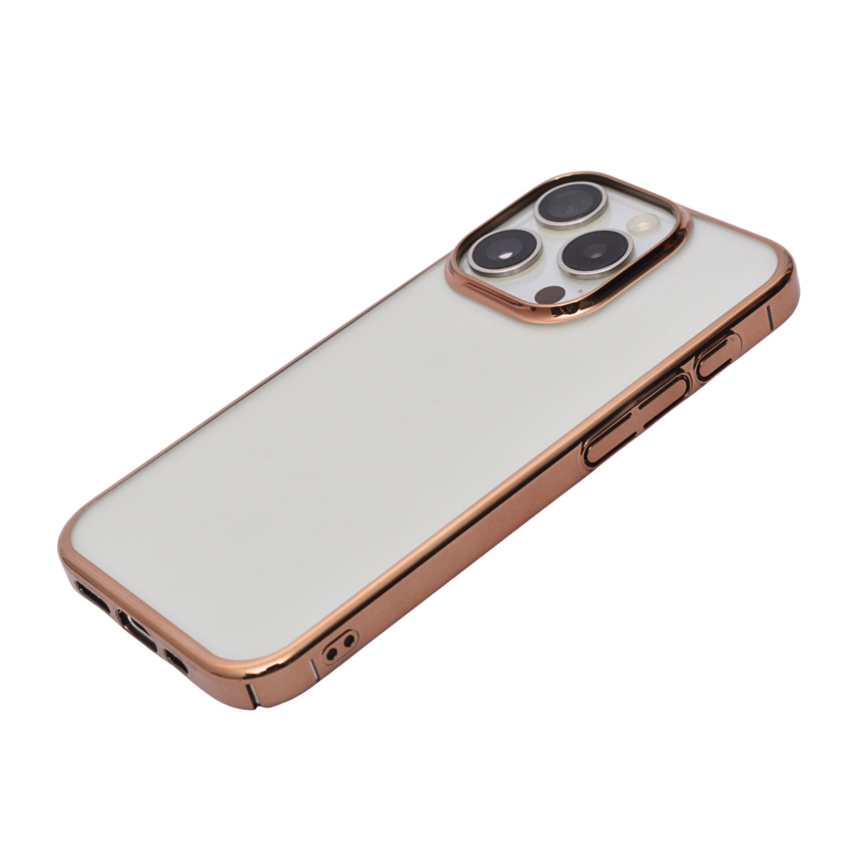 Crystal Shield Clear Phone Case with Golden Border Protection for iPhone 15 Pro