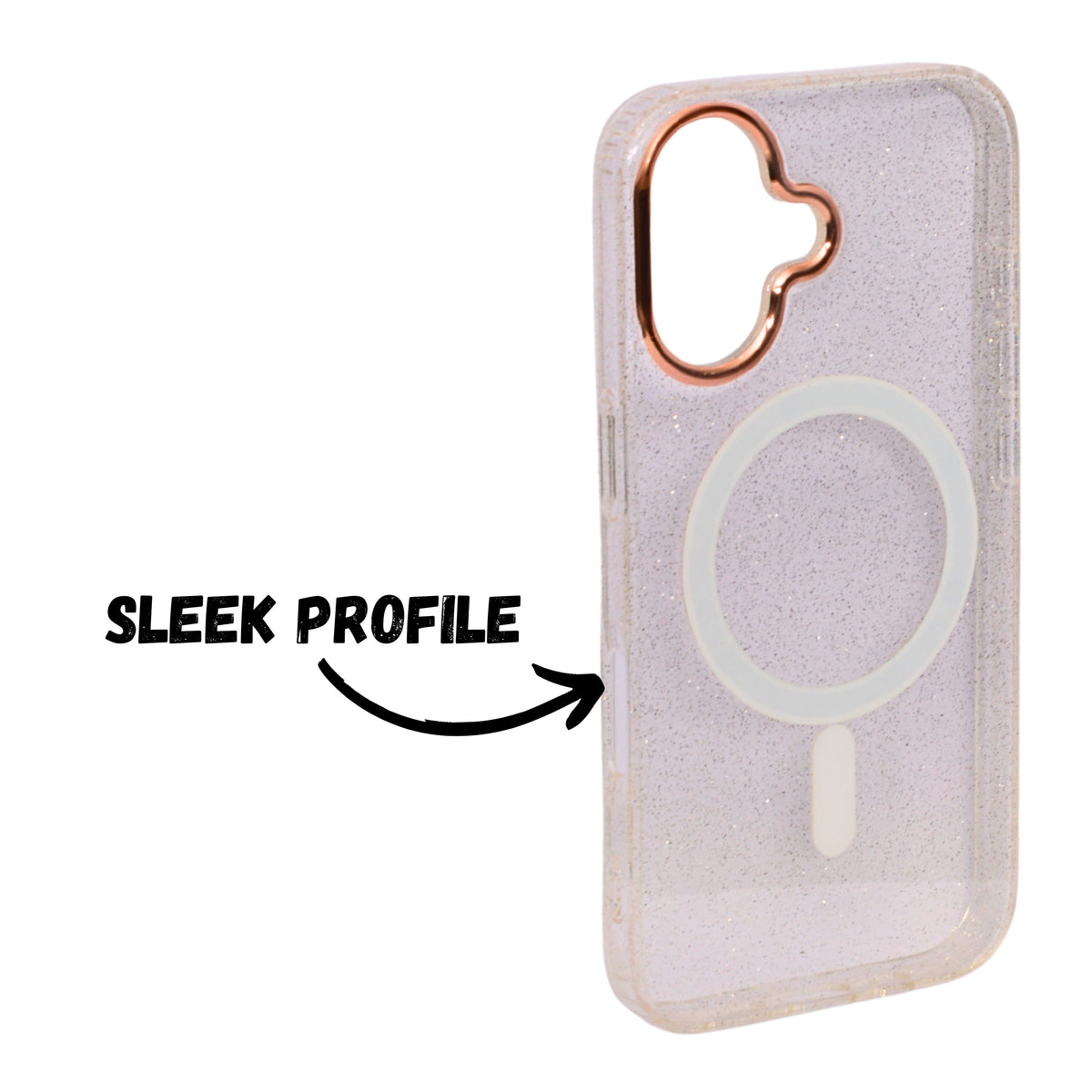 Transparent Glitter MagSafe Compatible Phone Case for iPhone 16