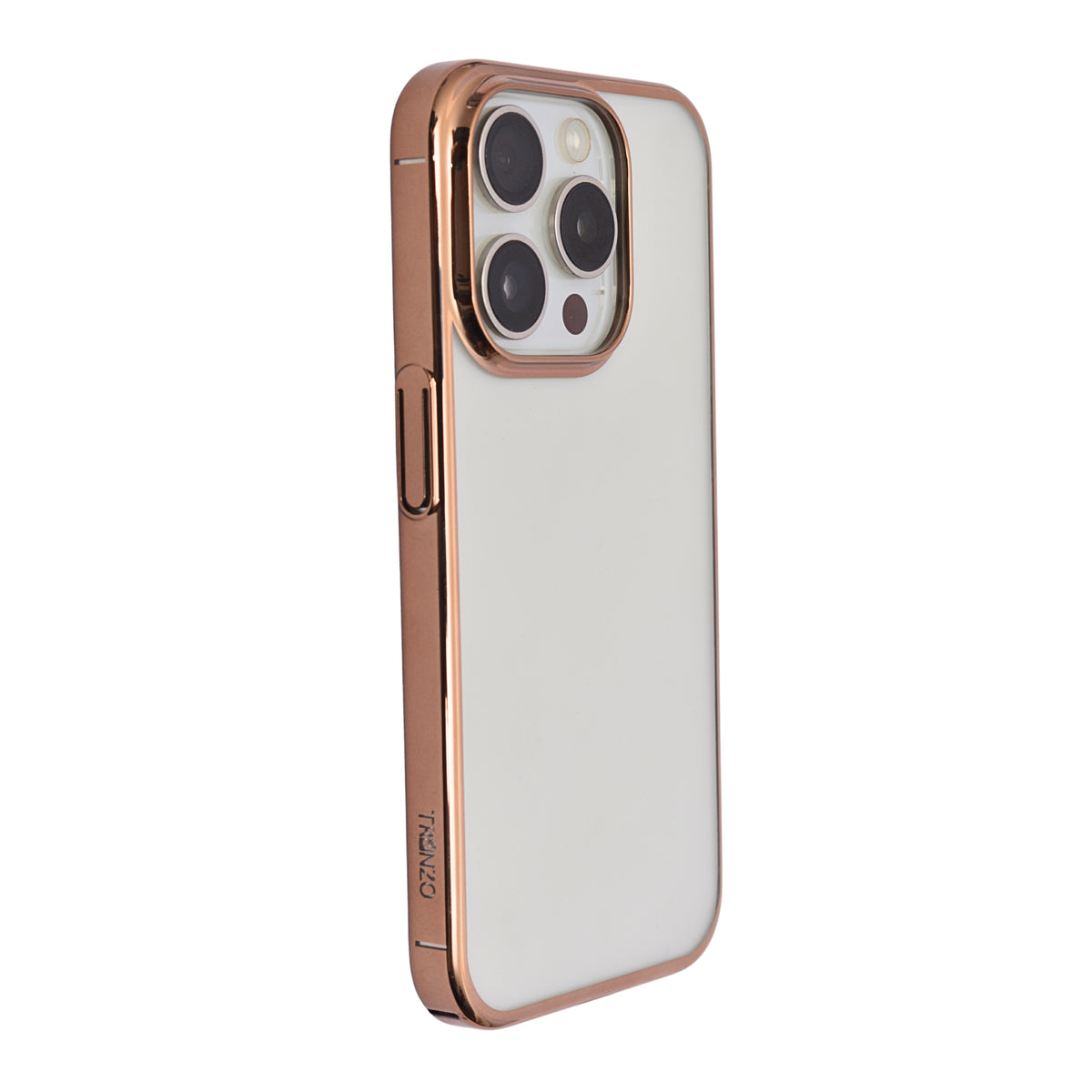 Crystal Shield Clear Phone Case with Golden Border Protection for iPhone 15 Pro