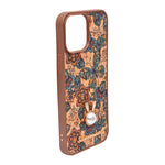 Bohemian Ethnic Print Cork Texture with Pearl Detail Phone Case for iPhone 13 Pro Max