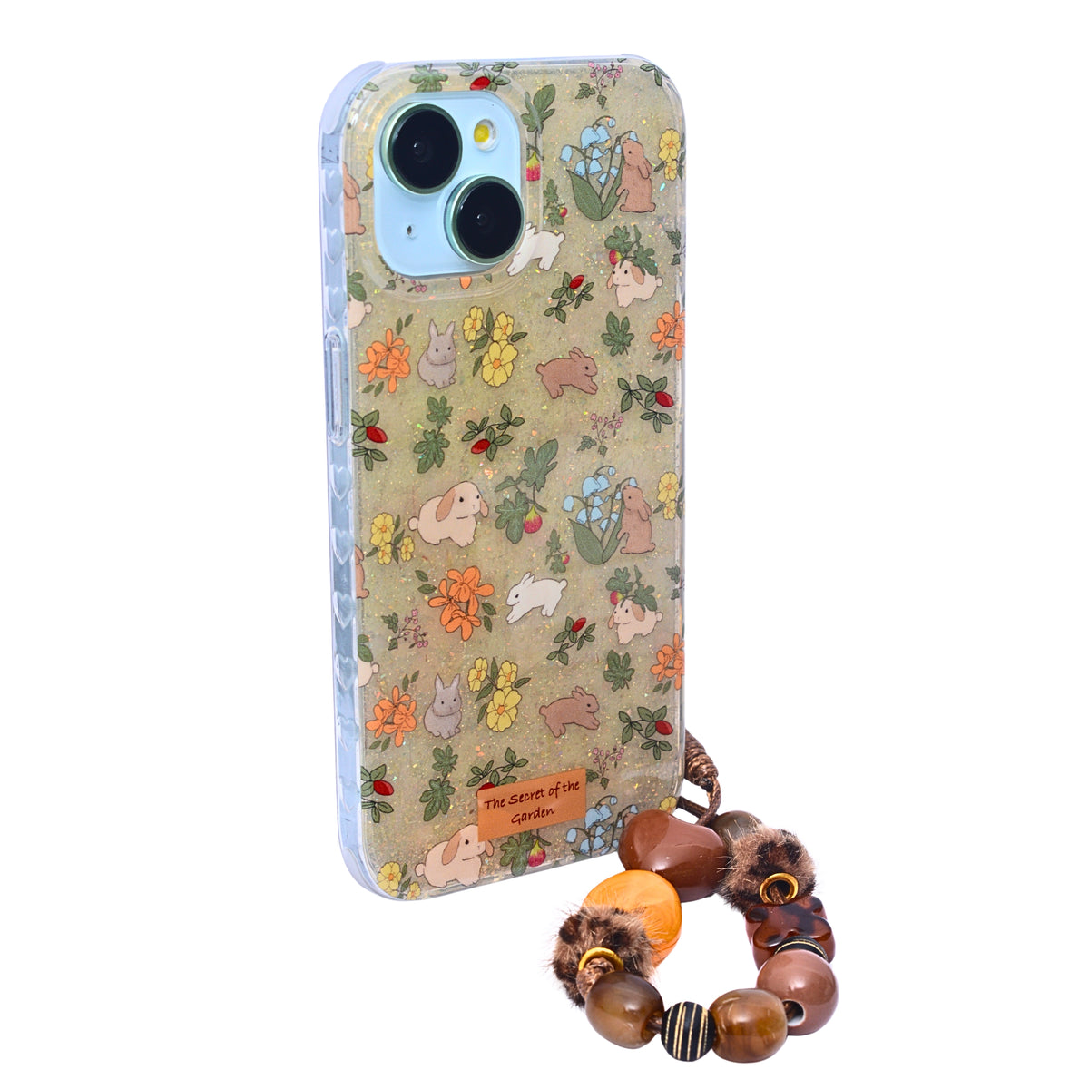 Floral Bunny Garden Design with Charms Phone Case for iPhone 15