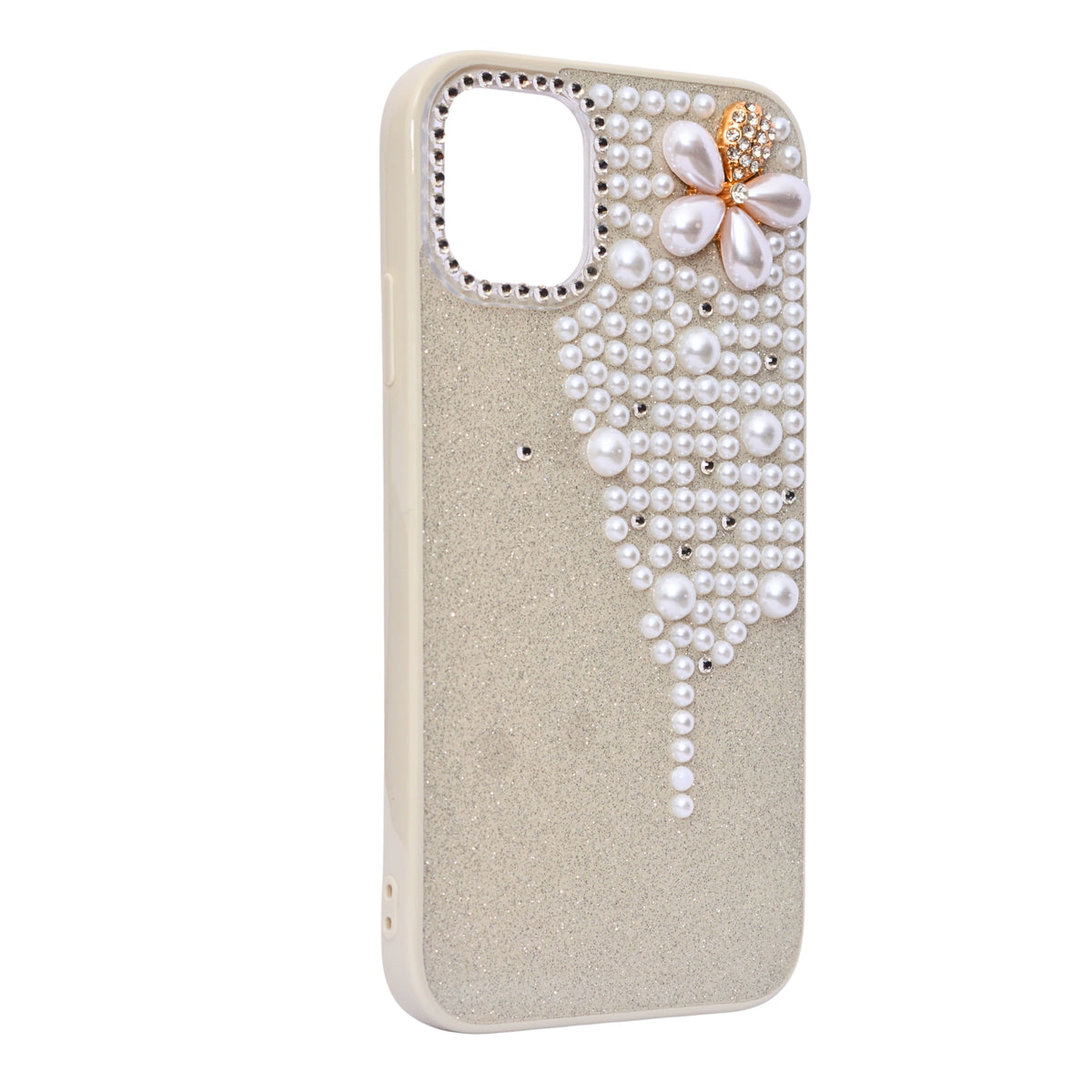 Luxury Glitter Finish with 3D Pearl Flower Design Phone Case for iPhone 11