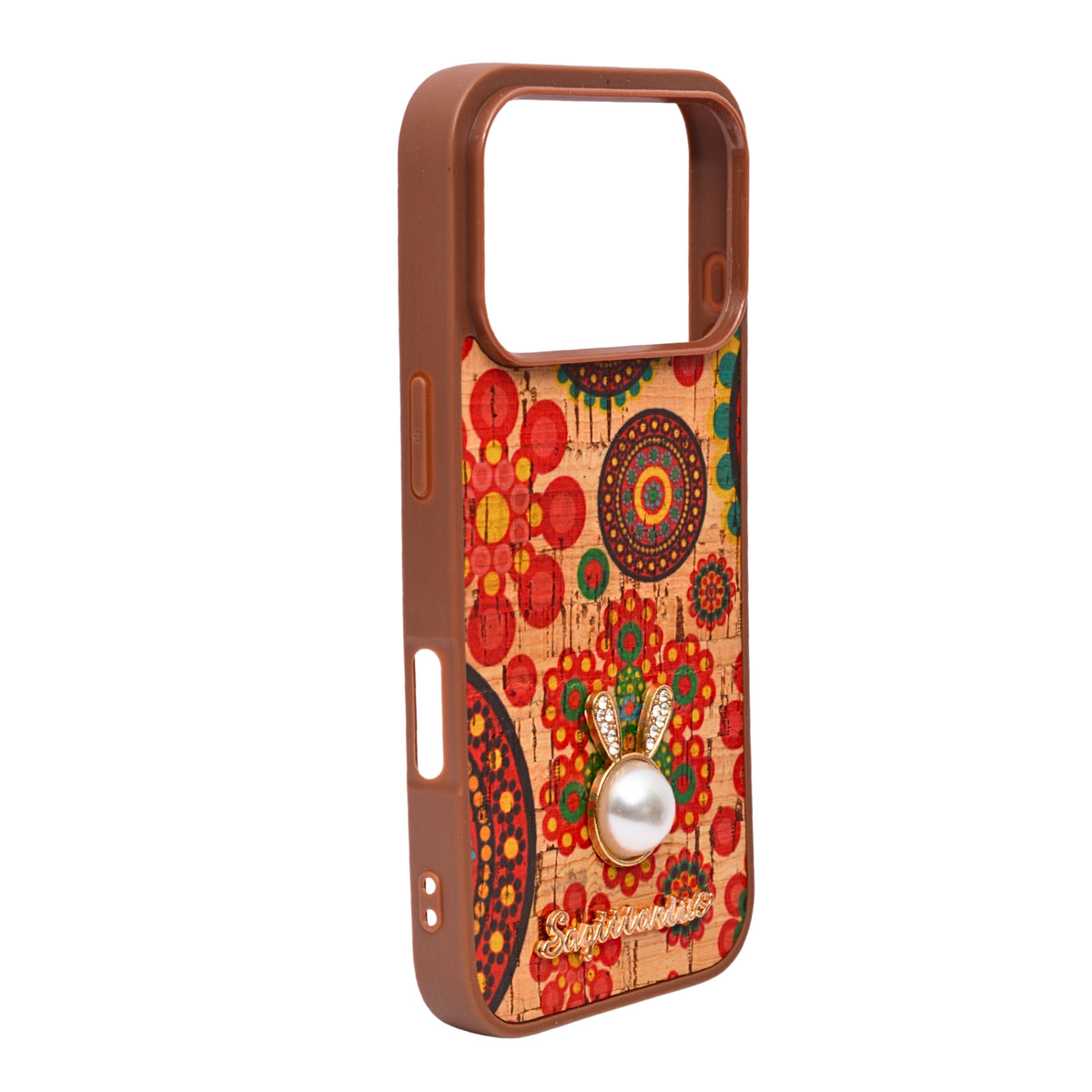 Bohemian Ethnic Print Cork Texture with Pearl Detail Phone Case for iPhone 17 Pro