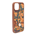 Bohemian Ethnic Print Cork Texture with Pearl Detail Phone Case for iPhone 15