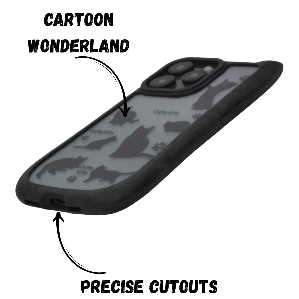 Cute Cartoon Phone Case with Cat Ears For iPhone 15 Pro