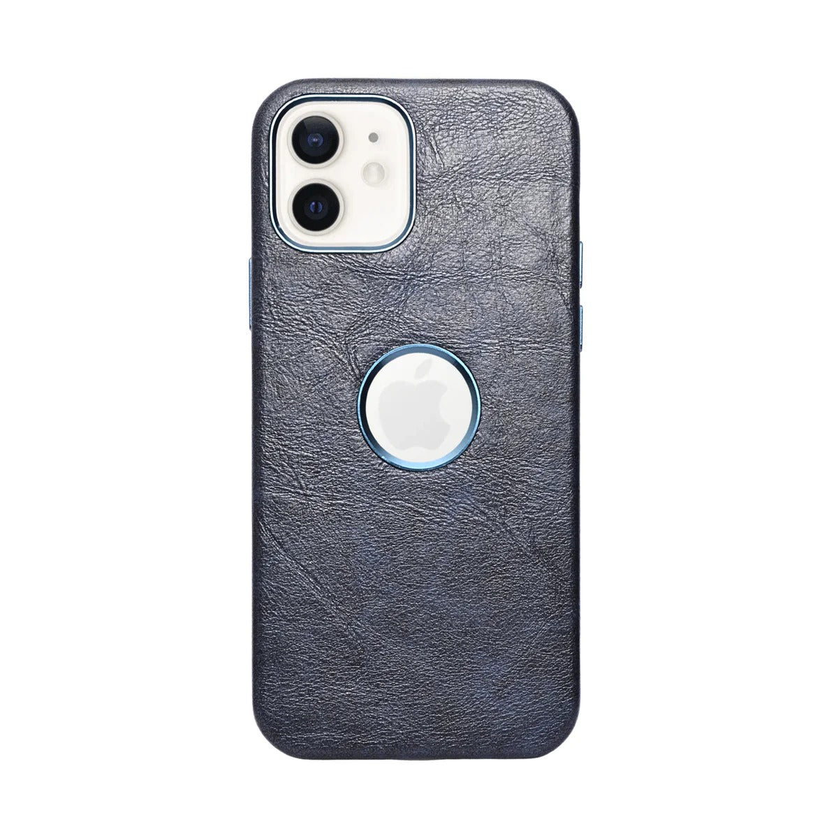 Premium Leather Finish with Metallic Logo Ring Cutout Phone Case for iPhone 12 /12Pro