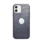 Premium Leather Finish with Metallic Logo Ring Cutout Phone Case for iPhone 12 /12Pro