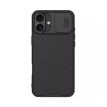 Carbon Texture with Sliding Camera Protector Phone Case for iPhone 16 Plus