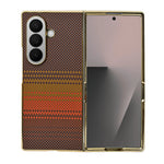 Carbon Fiber Texture with Golden Metallic Frame Phone Case For Samsung Galaxy Z Fold 7