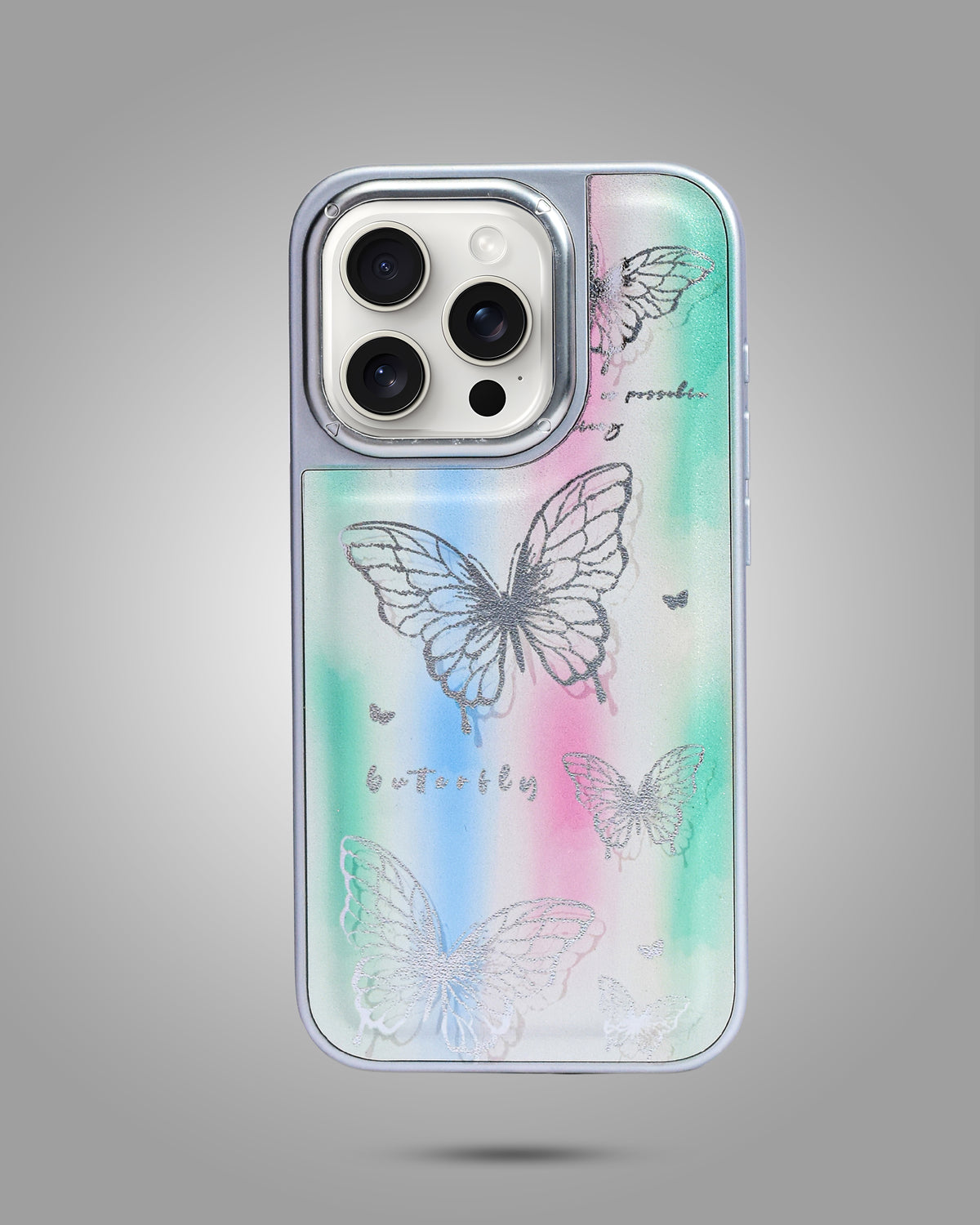 Butterfly Stylish Aesthetic Designer Slim Protective Cover for iPhone 15 Pro