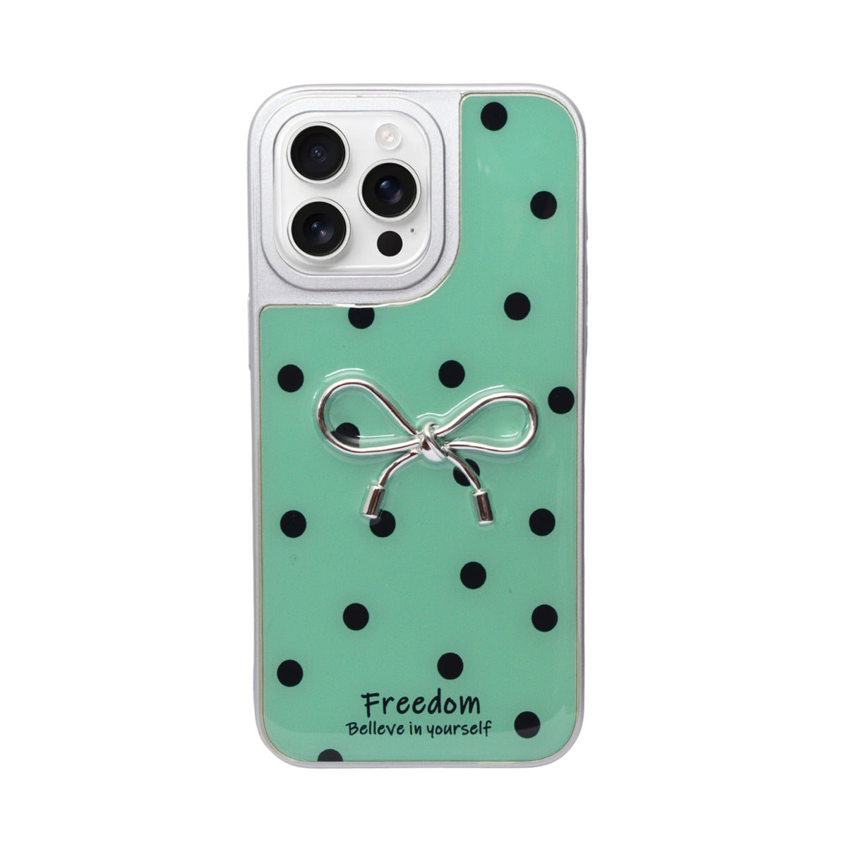 Stylish Polka Dot Bow Cover For iPhone 16 Pro Max