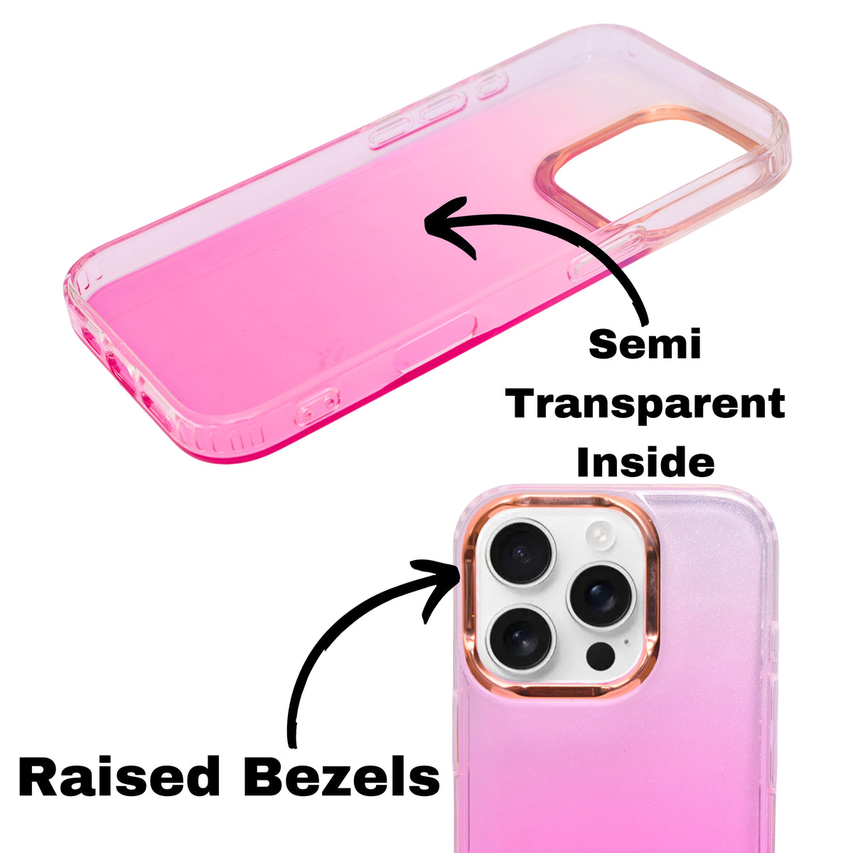 Transparent Gradual Change Glitter Color Arts & Crac Glitter Case for iPhone 16 Pro