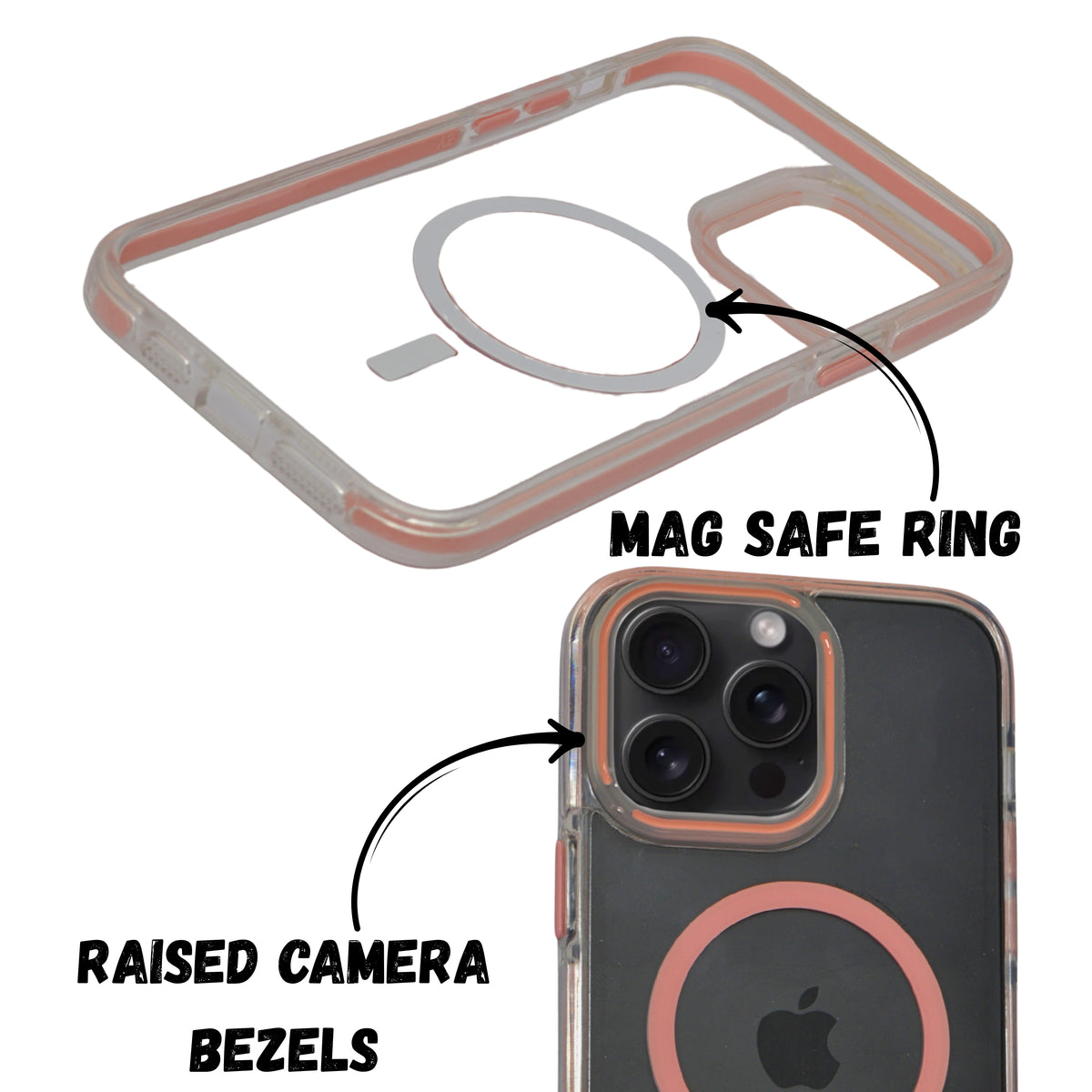 Transparent MagSafe with Colored Border Phone Case For iPhone 14 Pro