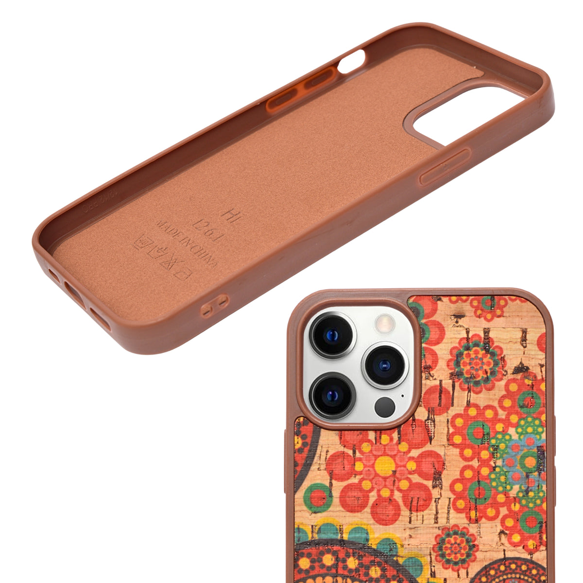 Bohemian Ethnic Print Cork Texture with Pearl Detail Phone Case for iPhone 12 / 12 Pro