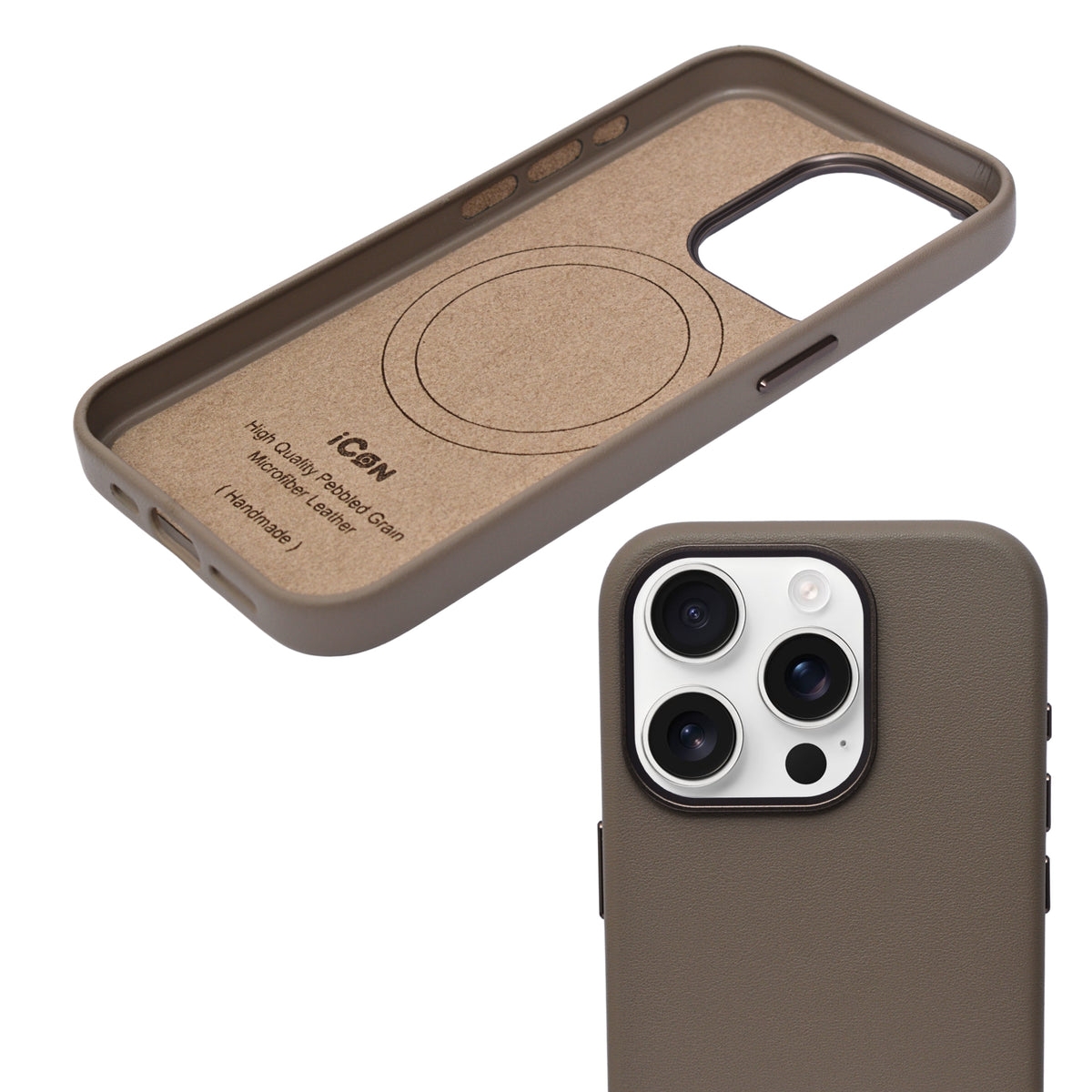 Minimalist Premium Leather Finish MagSafe Compatible Phone Case for iPhone 15 Pro