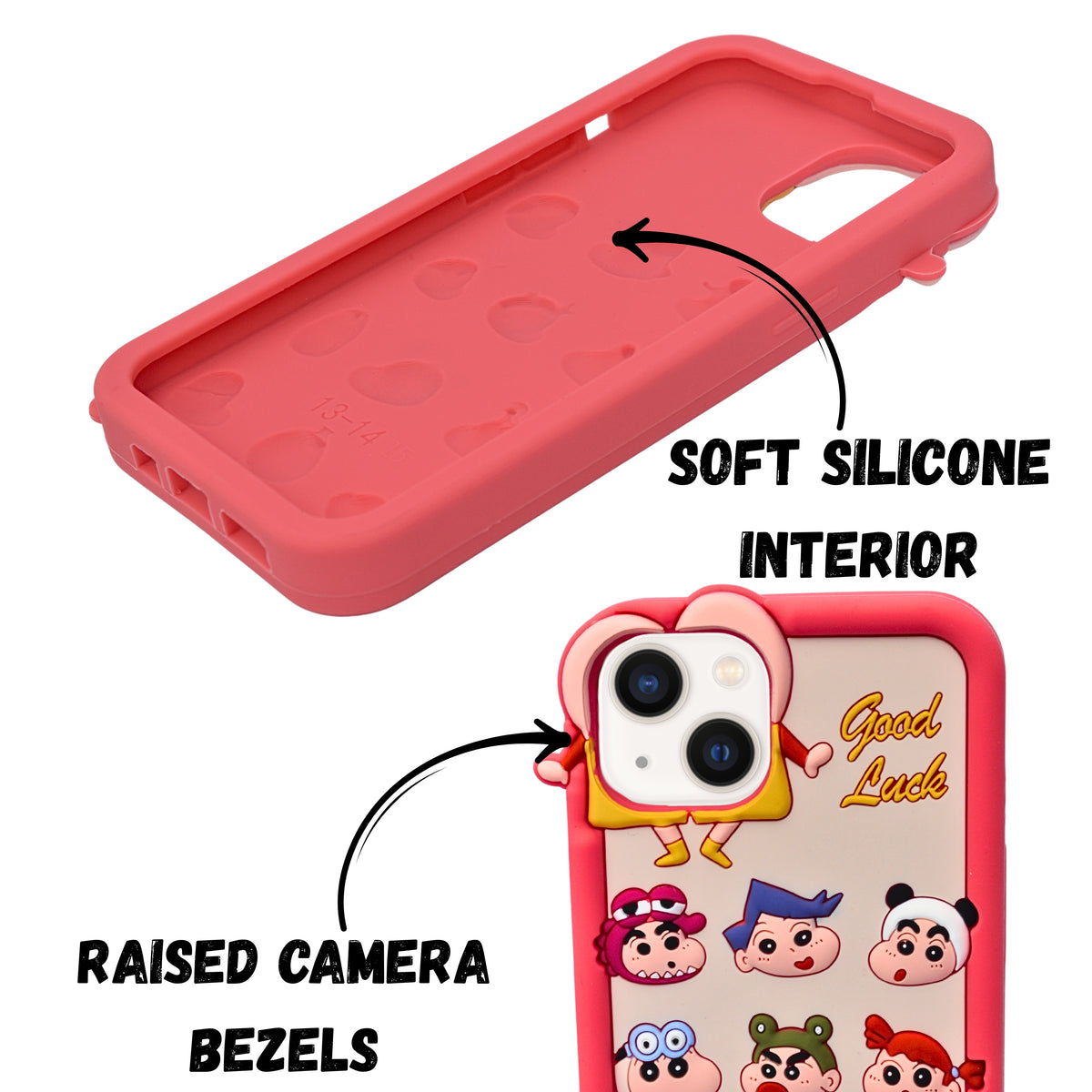 3D Cartoon Shinchan Character Design Phone Case For iPhone 15
