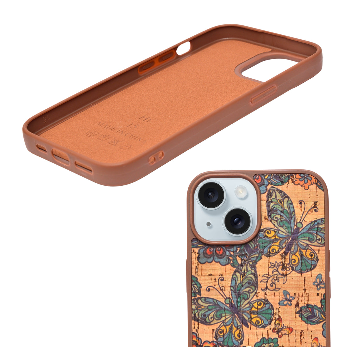 Bohemian Ethnic Print Cork Texture with Pearl Detail Phone Case for iPhone 15