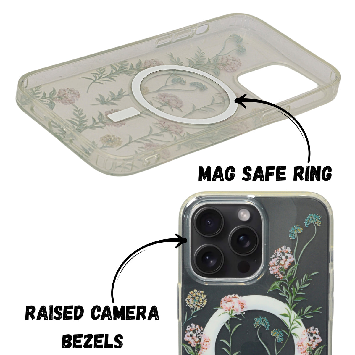 Floral Transparent MagSafe Shockproof Protection Phone Case For iPhone 14 Pro Max