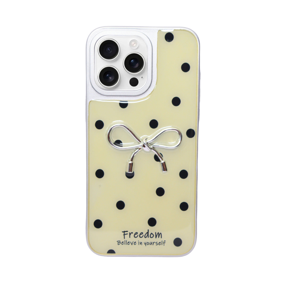 Stylish Polka Dot Bow Cover For iPhone 15 Pro Max